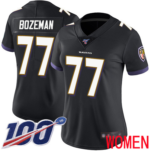 Baltimore Ravens Limited Black Women Bradley Bozeman Alternate Jersey NFL Football #77 100th Season Vapor Untouchable